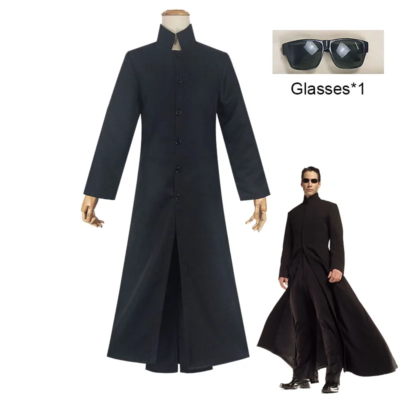 Костюм для косплея из фильма Матрица плащ Тренч и штаны солнцезащитные очки