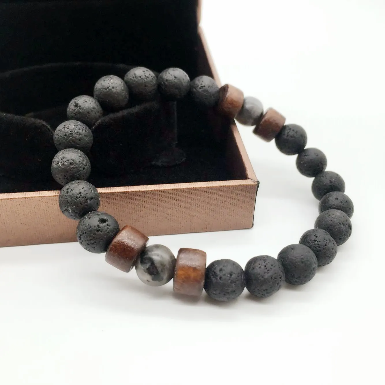 Мужской браслет натуральная бусинка из лунного камня тибетский Будда чакра лава