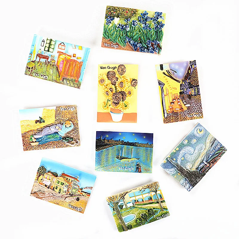 Наклейки на холодильник всемирно известные картины Ван Гога подсолнухи звезды 3d