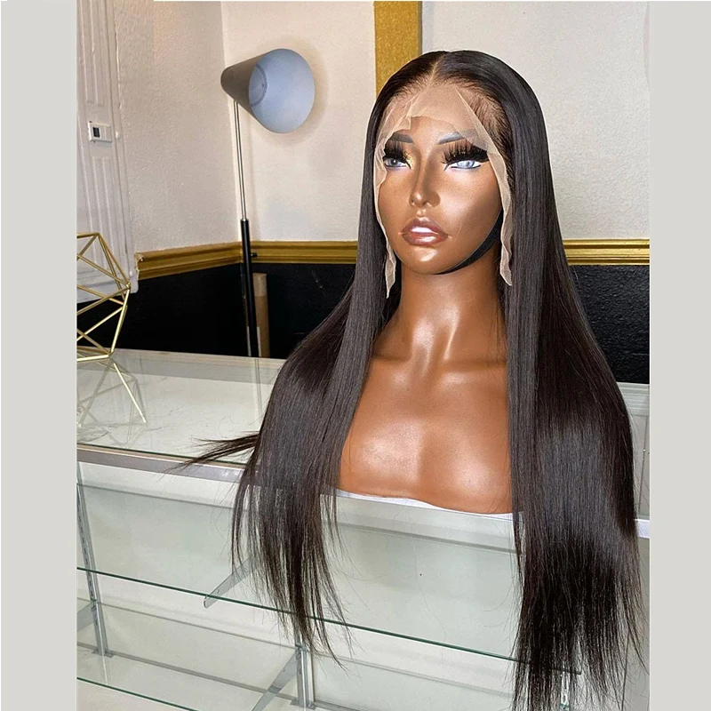 

Synthetic Lace Front Wig With Baby Hair for Black Women Straight Black Color Daily Wig Cosplay Wig Natural Hairline Glueless Wig