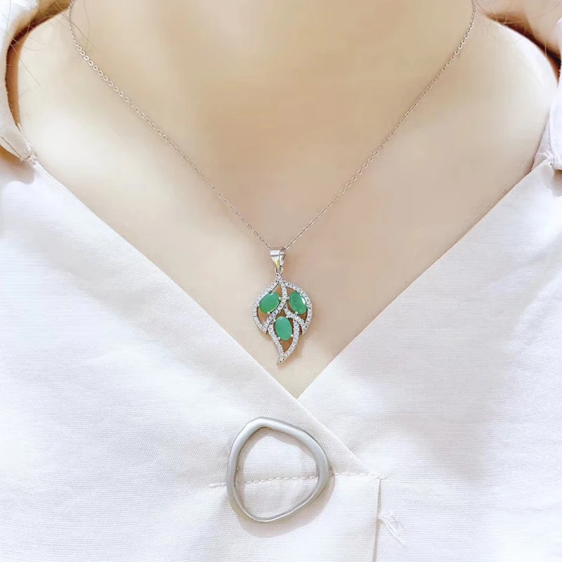 Женская подвеска из 100% натурального изумруда 3 шт. Замбии 925 деталь для молодых