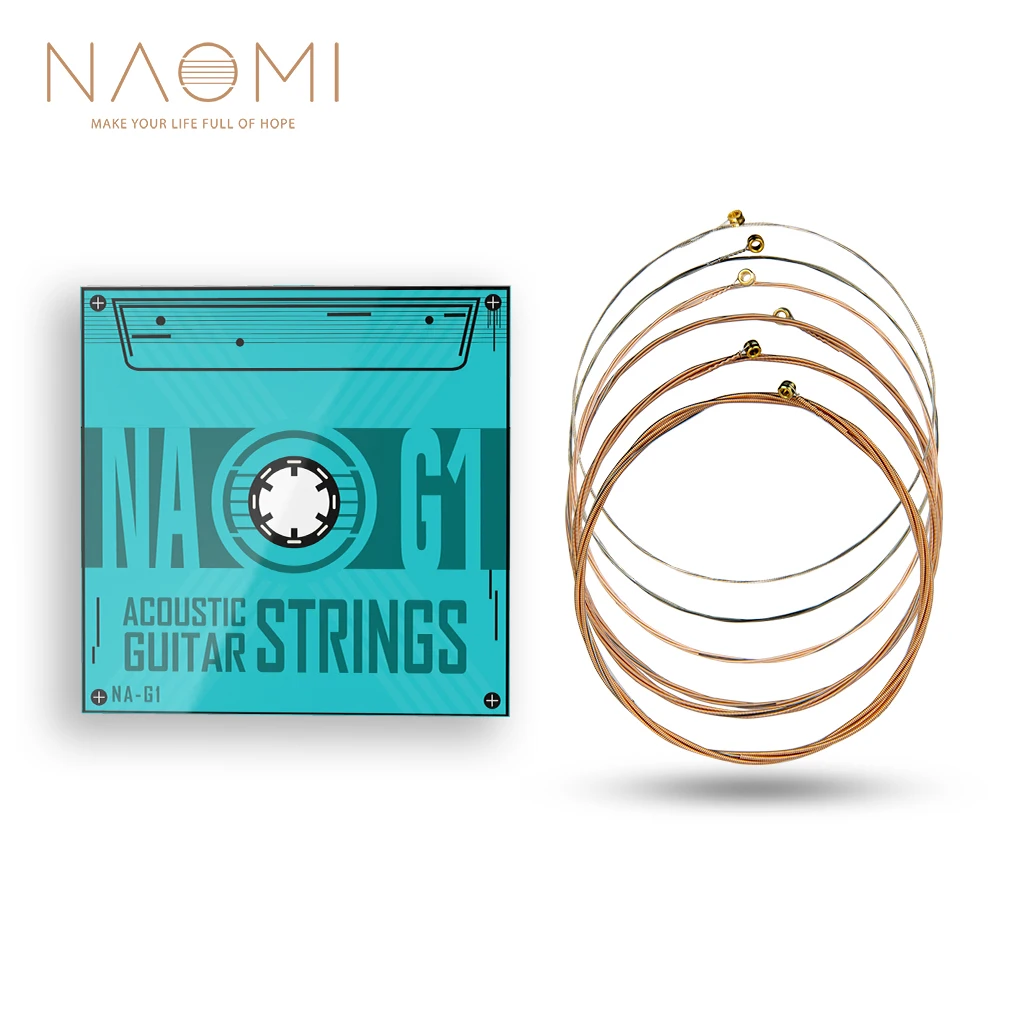 

NAOMI 6pcs/1pack Professional Acoustic Guitar Strings Phosphorus Copper Coating .010-.050 Inch Clear Tone Soft Feeling NA-G1