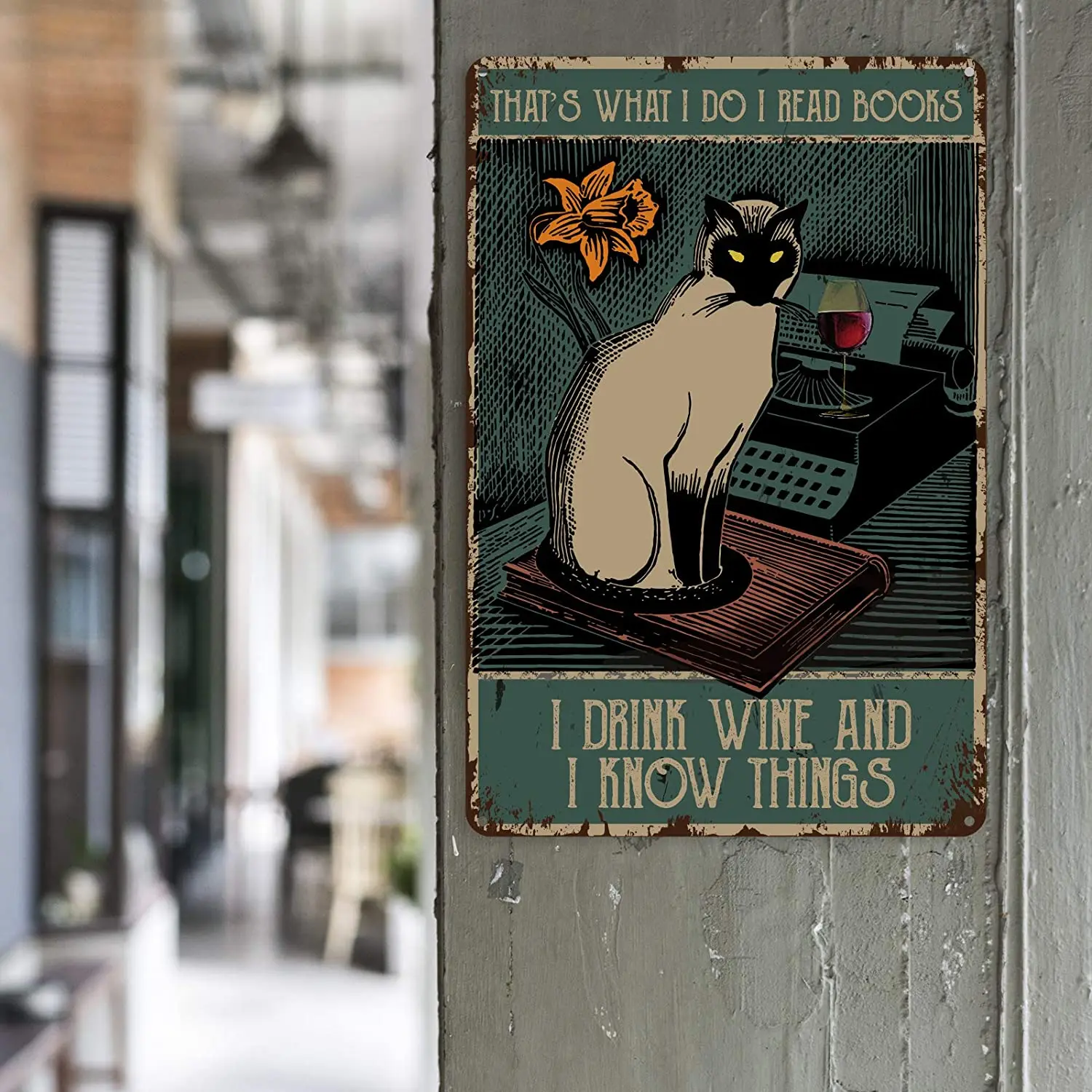 

ForbiddenPaper Vintage Metal Tin Sign Wall Decor - That's What I Do I Read Books Retro Cat Poster for Office/Home/Classroom