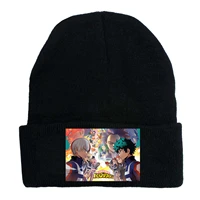cotton knitted hat my hero academia japanese character print casual streetwear solid cute warm caps 2021 new arrival beret