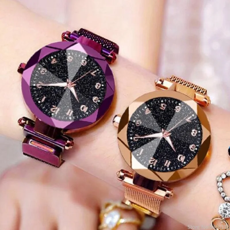 

Luxury Women's Watches Bracelet Quartz Stainless Steel illuminate Magnet watch women Starry Sky Wrist Watch Ladies Dress Clock