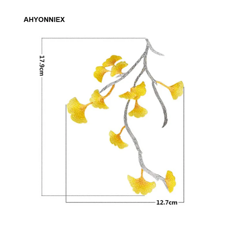 

Yellow and Green Ginkgo Leaves Patch Iron on Applique Floral Patch for Clothes Fabric Iron to Stick DIY Coat Jeans Accessories