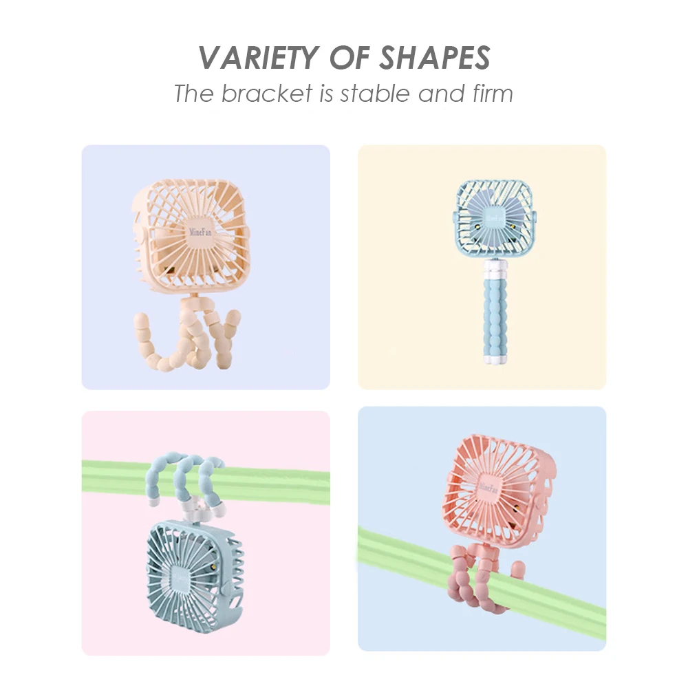 

New Mini Stroller Fan 600mAh Personal Portable Desk Handheld Baby Bed Car Seat Fan USB Rechargeable Battery Operated Fan Gifts