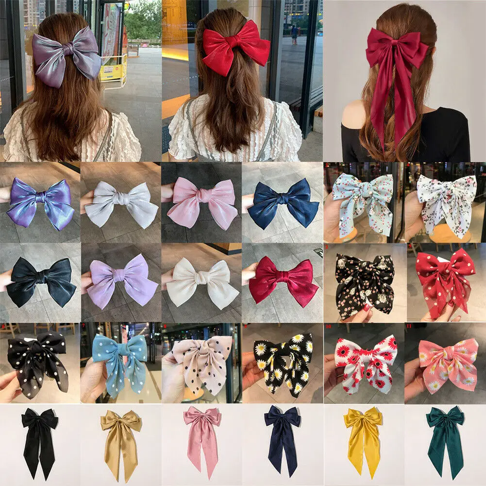 

Big Bow Hair Clip Satin Barrette Hairpin Solid Sweet Ponytail Hair Accessories