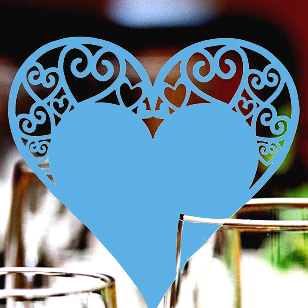 Горячие 50 шт бумажные именные карточки полые в форме сердца бокал для вина