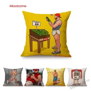 Озорной уютный сексуальный медвежонок, человек, горячий Джок, мужской мальчик, гей-Комиксы, Арт, диван, наволочка, мышечный декор для тренажерного зала, льняной чехол для подушки наволочка