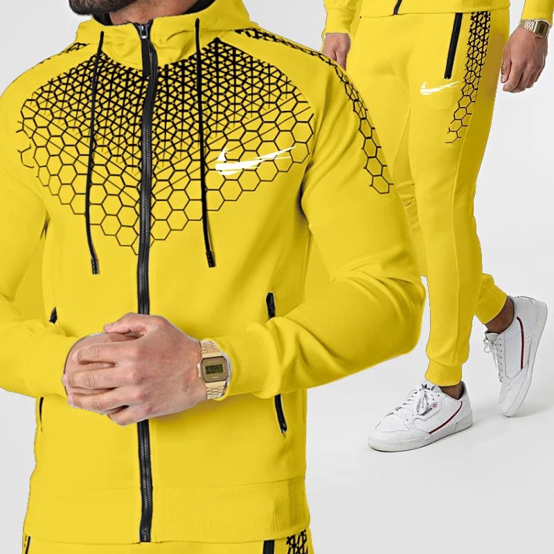 

Men Casual Sets 2021 INIKE Spring Autumn Jogger Tracksuit Zipper Hoodies Pants 2PC Sets Men's Sportswear Sport Suit Clothing