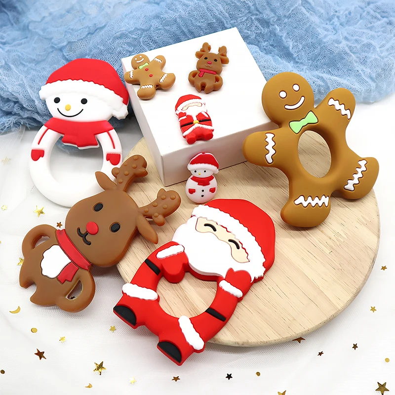 

New Infant Silicone Christmas series molars snowman Teether Molar Soothing Teeth Soother Baby Teether