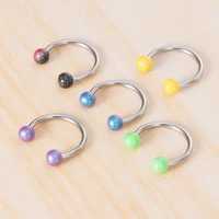 5pcsset acrylic nose septum piercing ring colorful hoop lip cartilage helix tragus earring circular ear horseshoe body jewelry