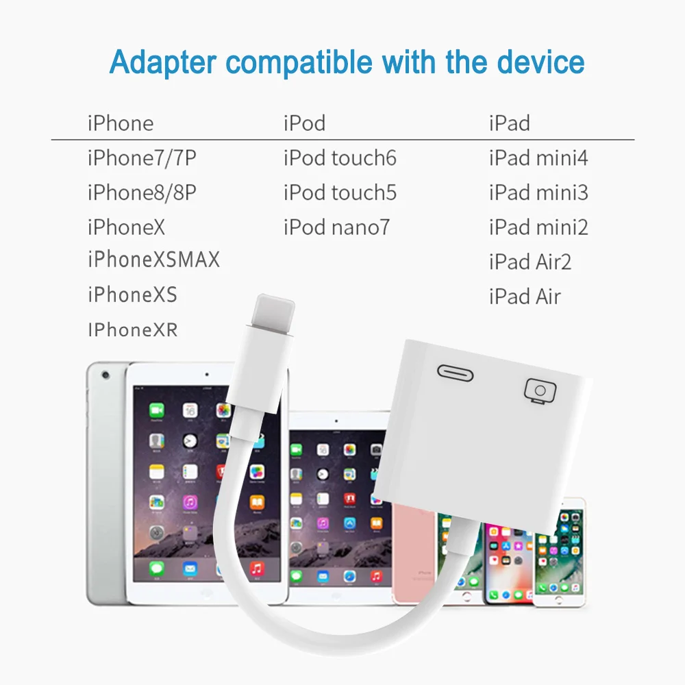 5 шт. OTG адаптер для Lightning USB 3 камеры кабель конвертер данных iPhone iPad iPod клавиатура iOS