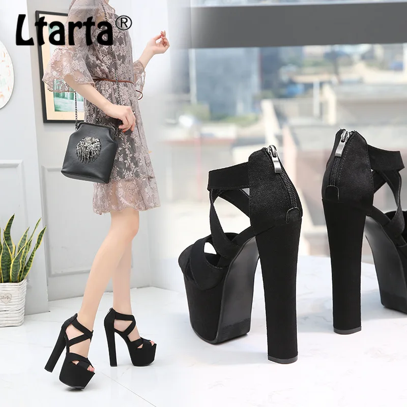 Леопардовая земля 17 см обувь для сцены подиума очень высокий каблук грубый