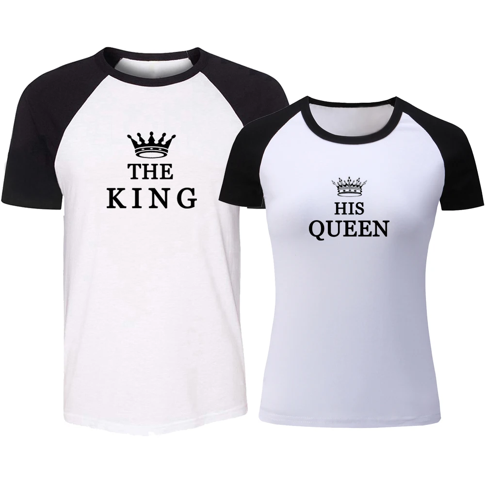 Парные дизайнерские футболки King and Queen для мужчин и женщин хлопковые рубашки с