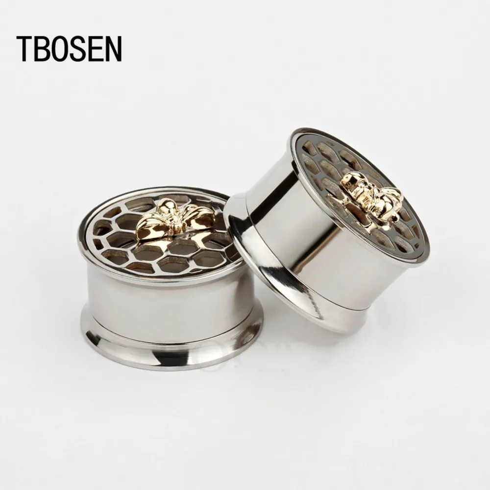 New arrival Honeycomb 316L stainless steel Ear Gauges Piercing Plugs Tunnels Silver Earrings Flesh Body Jewelry Gift For Men | Украшения и