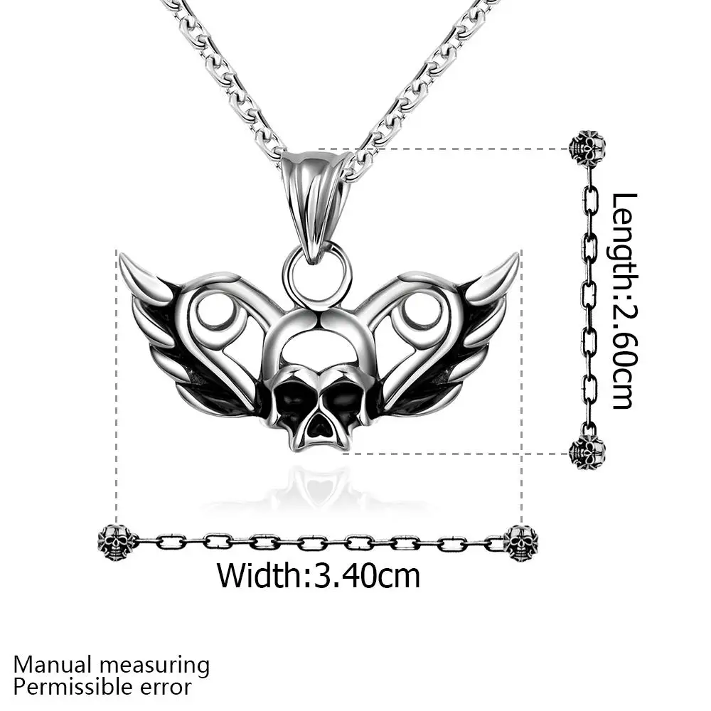 

The Ancient Maya Hiphop Retro Silver Plated Necklace Wings of Skelecton for Men Party Gift Sweater Necklace GMYN008
