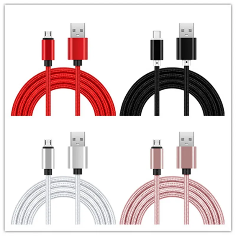Сверхмощный металлический Плетеный IOS Micro USB USB-C Кабель зарядного устройства 1 м 2 м 3M для iPhone X 7 6 5 8 8 плюс XS