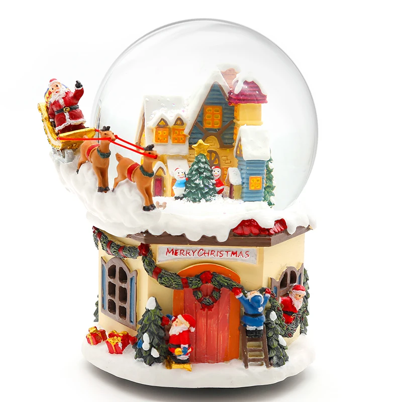 

Вращающаяся музыкальная шкатулка из смолы с подсветкой в виде снежинок, рождественский подарок, декоративная шкатулка для музыки, EB50MB