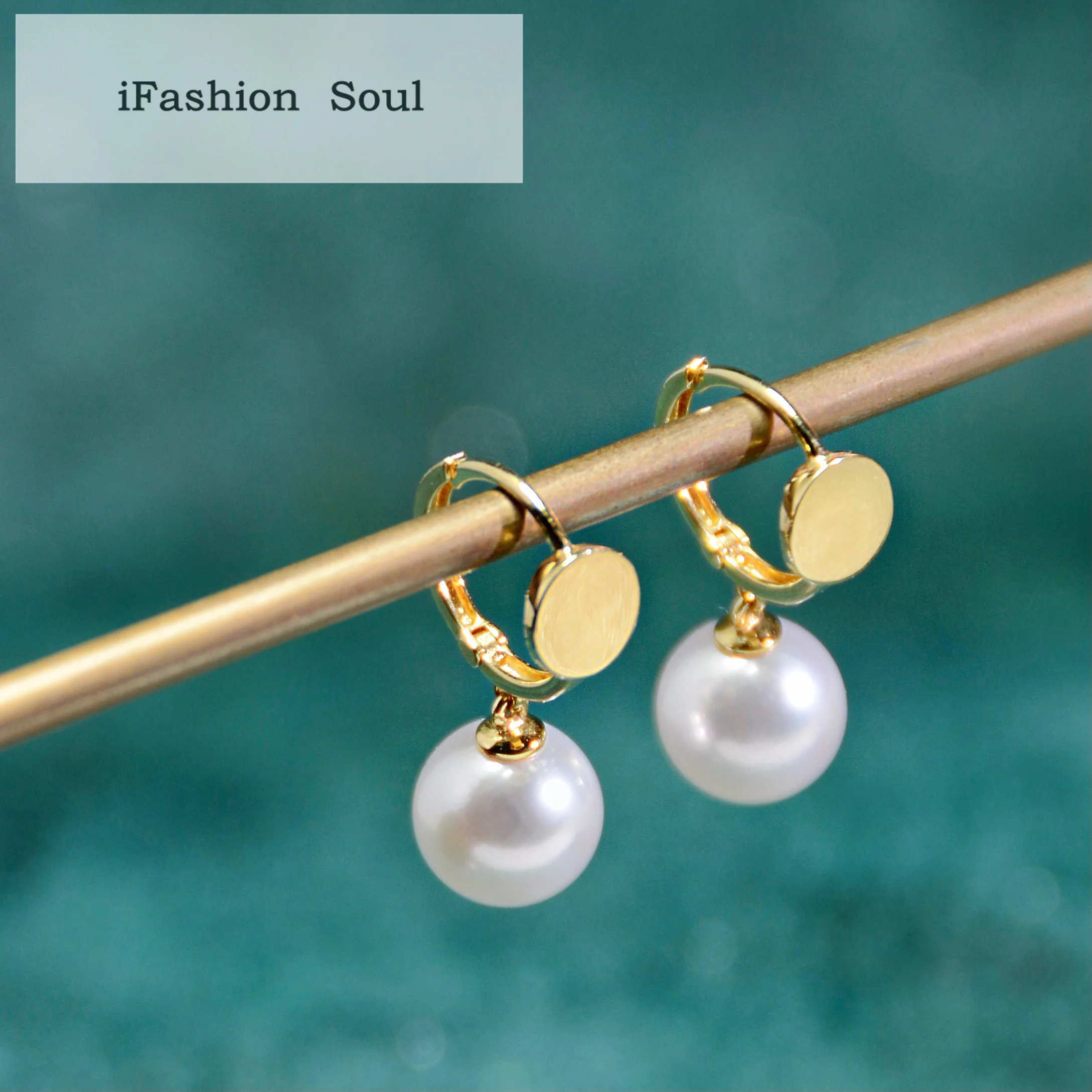 

18K Solid Yellow Gold Jewelry(AU750) Women Chain Natural Akoya Sea Pearl Earrings Daily Minimalist Style Wedding Fashion Lady