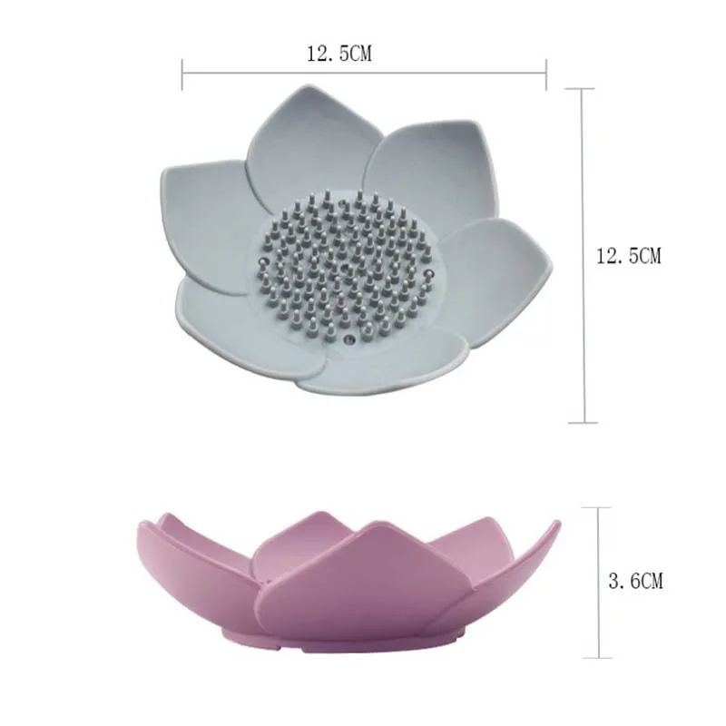 

1pc Silicone Draining Soap Dish Soap Box Plate Lotus Shape Holder Portable Soap Dishes Anti-skid Soap Tray Bathroom Accessories