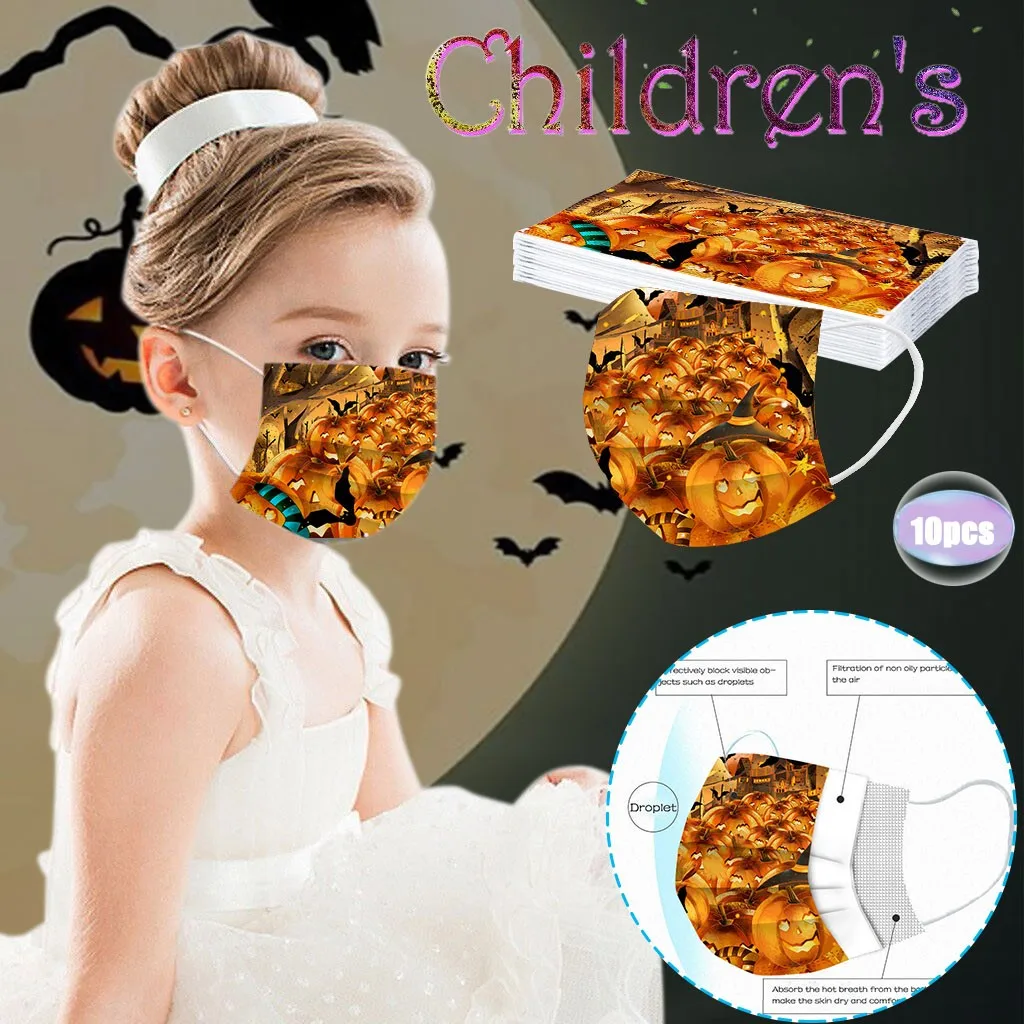 10 шт. одноразовая маска для лица с рисунком черепа тыквы кошек ведьмы| |