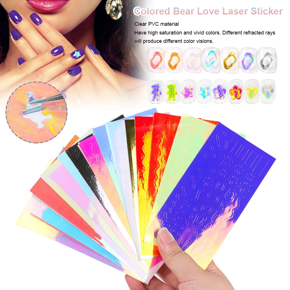 

16PCS Nails Foil Film Sticker Laser Sparkling Cellophane Paper Nail Glass Foils Design Ice Cube Manicure Nail Art Decorations