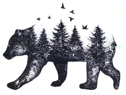 Водостойкая временная татуировка Сибирский лес медведь дерево птица лиса Сова