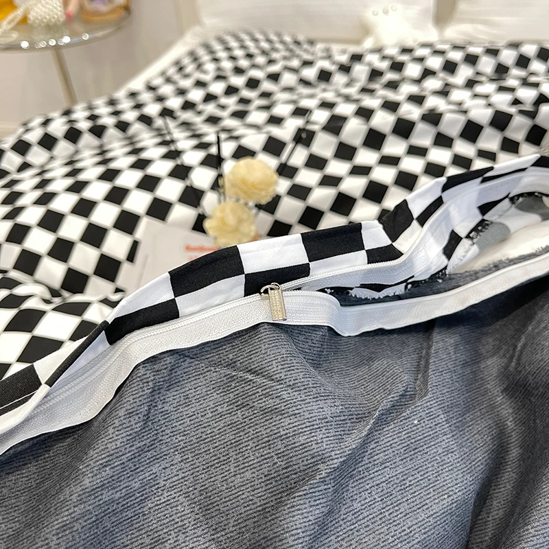 Покрывало клетчатое для односпальной/полуторноспальной/двуспальной/королевской/односпальной кровати/односпального одеяла современной моды комфортного дома белое черное.