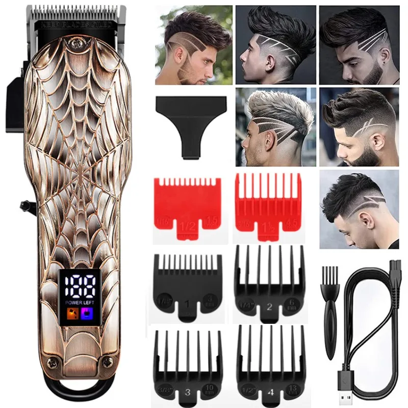 

Professional barber hair clippers home Hair cutting machine with LCD Display Adjustable cone rod trimmer for men Grooming Kit