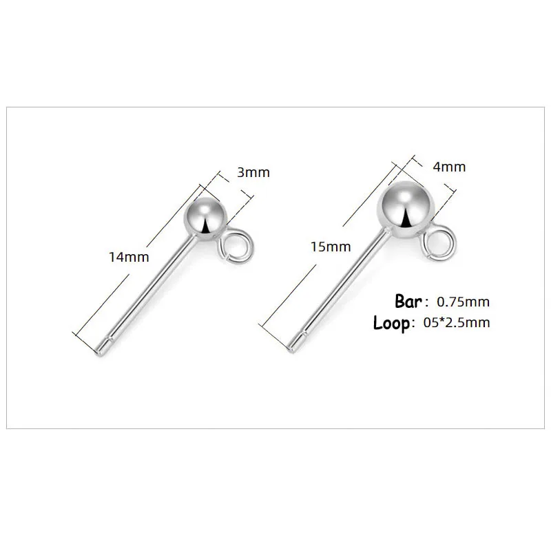 10 шт. 925 пробы серебряные серьги гвоздики застежка для серег 3/4 мм Шаровая Цапфа с