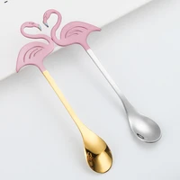 balleenshiny creative flamingo coffee stir spoon stainless steel gold sliver cake jelly dessert scoop cute lovers gift tableware