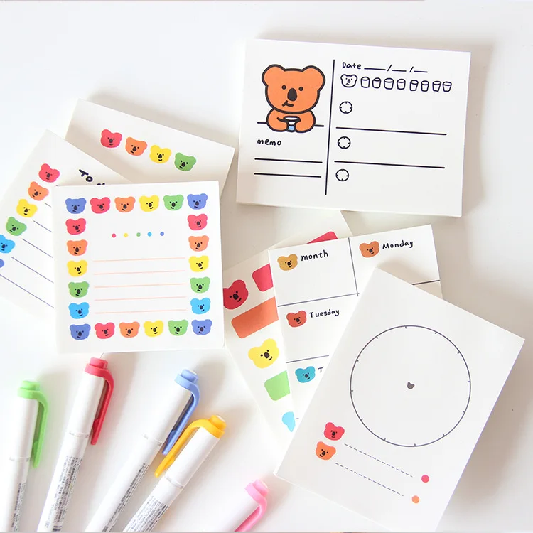 SIXONE 50 листов Ins Rainbow Koala Memo Pad школьные студенты чтобы сделать список портативный