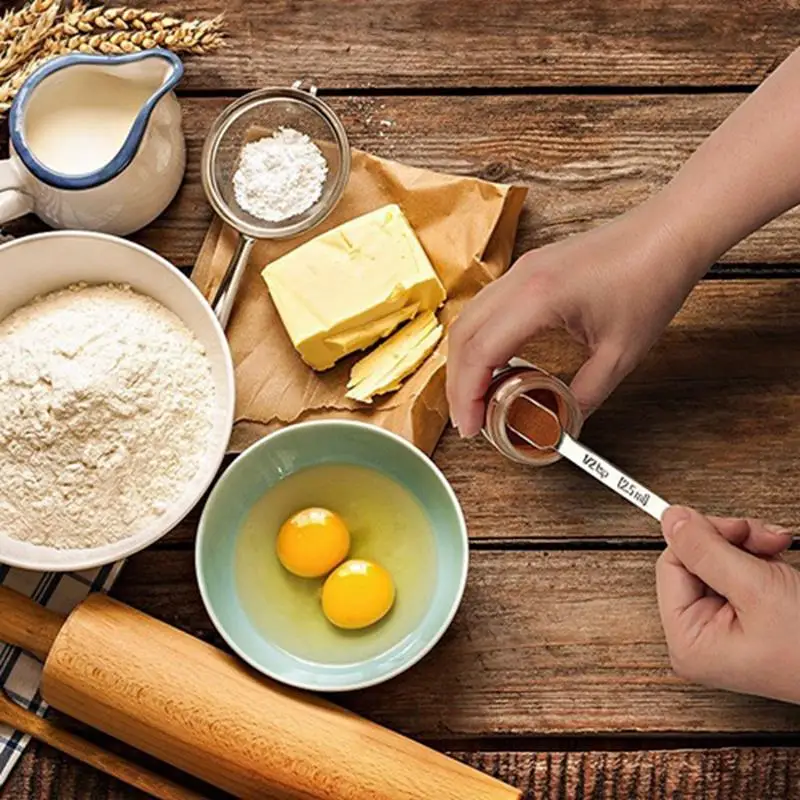 

6PCS Stainless Steel Kitchen Measuring Spoons Teaspoon Coffee Sugar Scoop Cake Baking Measuring Cups Kitchen Cooking Tools