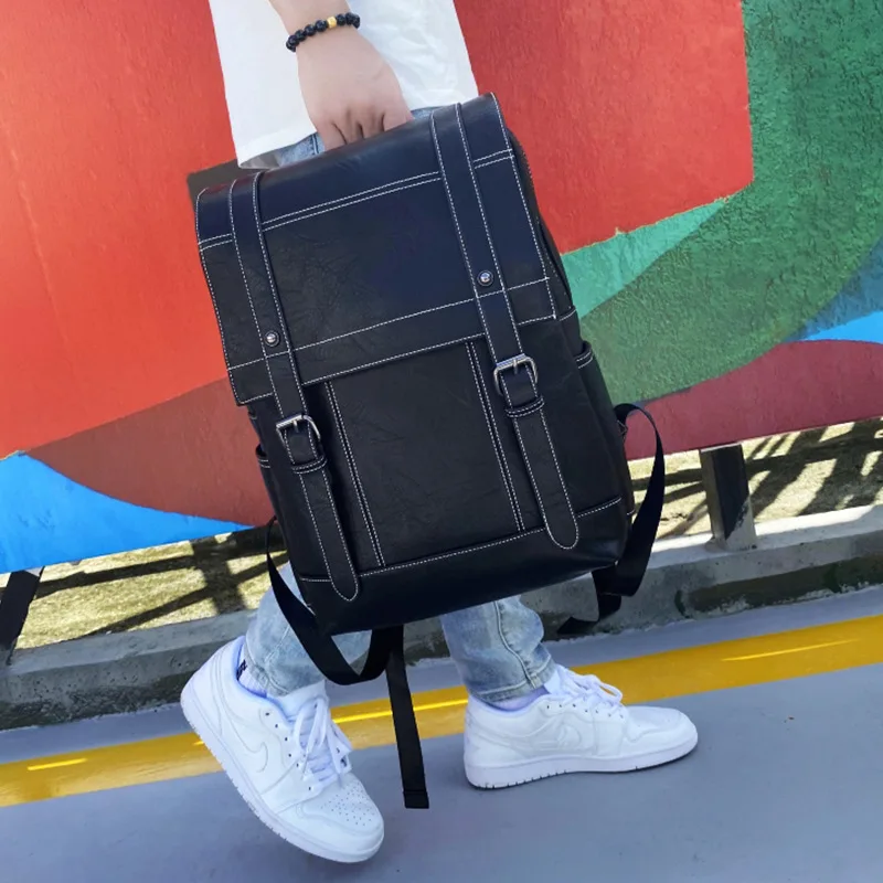 

Мужской рюкзак из мягкой кожи, студенческий рюкзак для школы, дорожная сумка для ноутбука, деловые рабочие сумки, ранец для подростков, рюкз...