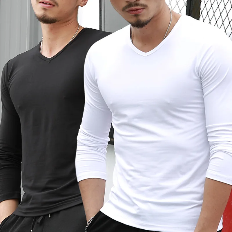 

Men's Long-sleeved Solid T-shirt O-neck Regular Pullover T-shirts Long Sleeves Casual Tops Black Blue Red White Free Ship