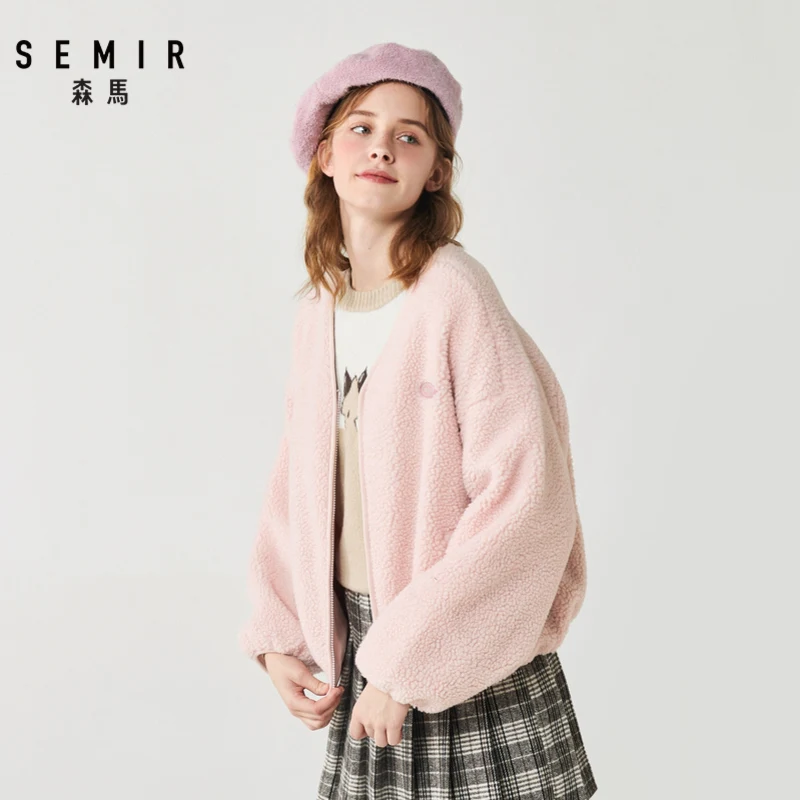 Куртка SEMIR женская короткая в стиле оверсайз свободная теплая куртка с V-образным