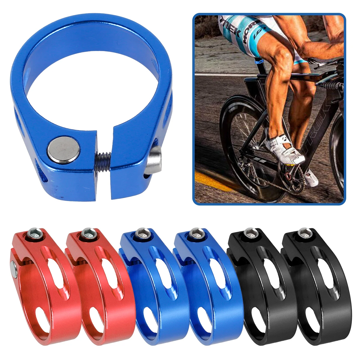 

Bike Seatpost Clamp Bicycle Tube Clip Aluminum Alloy Bike Seat Lock Clamp Quick-Release Bicycle Bracket Seatpost Bolt Clamp