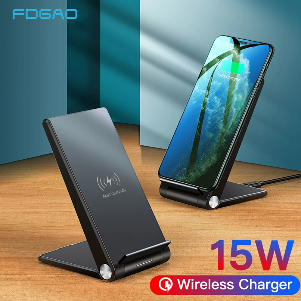 FDGAO 15W Wireless Charger Type C USB Foldable Qi Fast Charging Stand Pad For iPhone 11 Pro XS XR X 8 Samsung S20 S10 Note 10 9 | Мобильные