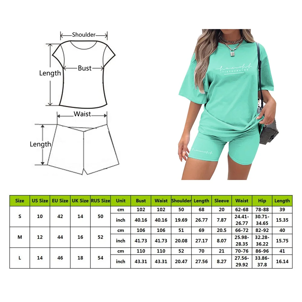 

Puimentiua Casual Basic Women's Two Pieces of Sets Homewear Oversize Shirt and Skinny Shorts Set Streetwear Letter Print Set