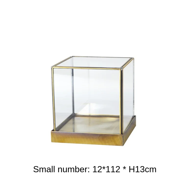 

Glass Geometric Transparent Ornament Copper Edge Set Display Cabinet Dust Cover Decoration Home Decoration Ornaments Accessorie