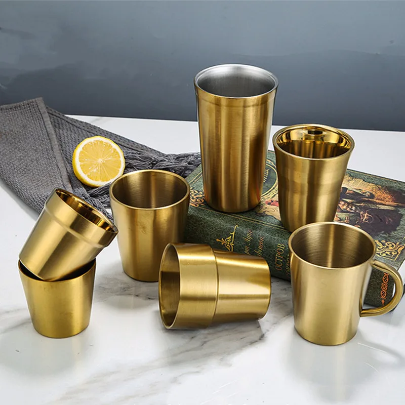 

Shatterproof Office Coffee Tea Cup Insulation Anti-Scalding Stainless Steel Water Cups Wine Glasses Drinking Beer Mug