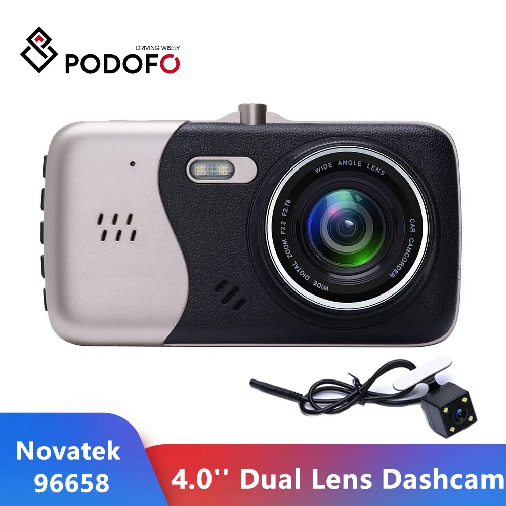 Podofo 4 0 &quotNovatek Автомобильная камера с двумя объективами Dach Cam DVR видеорегистратор