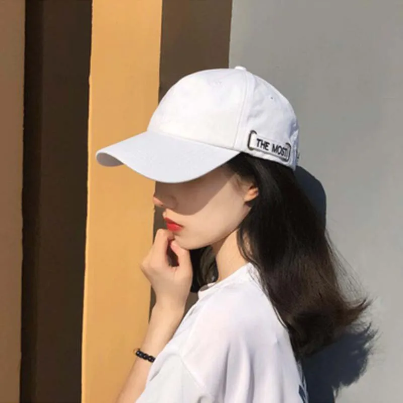 

2020 new spring and summer black and white shade baseball cap female cotton embroidery simple cap student hat L92