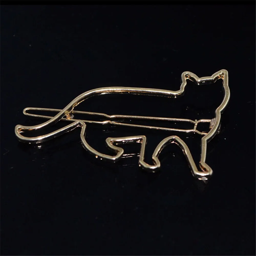 Заколка для волос Cute Cat Animal Hollow аксессуары женщин девочек Серебро золото