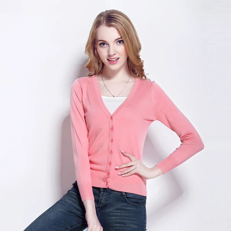 Женская трикотажная рубашка с V-образным вырезом и длинным рукавом |