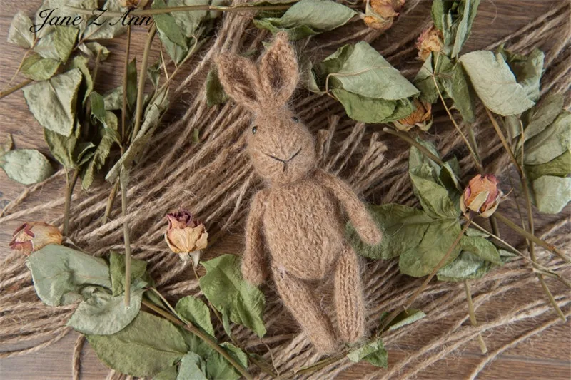 coffee rabbit Jane Z Ann кукла ручной работы для фотосъемки новорожденных кролик девочка медведь свинья кошка реквизит для студийной съемки аксессуары - Цвет: coffee rabbit