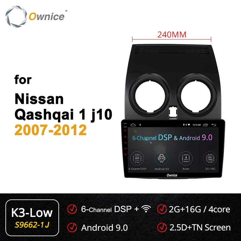 S9662-1 K3-Low Ownice Octa Core Android 9,0 Автомобиль Радио Стерео K3 K5 K6 для Nissan Qashqai 2007 2009 2010 2011 2012 dvd gps плеер 64G 4 аппарат не привязан к оператору сотовой связи - Цвет: S9662-1 K3-Low