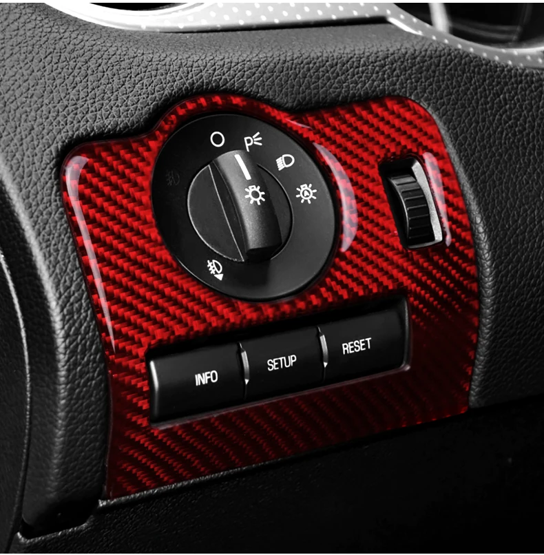TPIC для Ford Mustang 2009-2013 Автомобильный Интерьер Литье карбоновое волокно рама переключателя фар Накладка Регулировка наклейки для авто